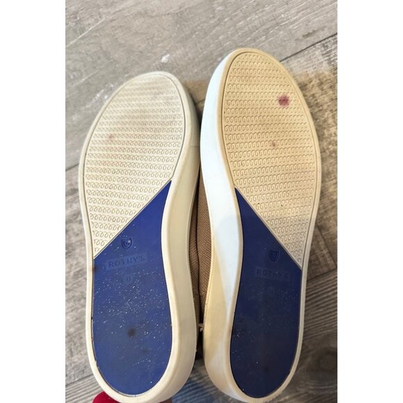 Rothys Slip On Sneakers Loafer Womens Size 11 Brown Knit Upper Blue Accent Strip - Picture 9 of 10